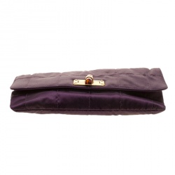 Pre Owned Lanvin Purple Satin Happy Chain Shoulder Bag