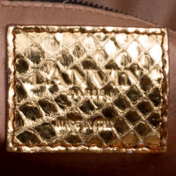 Pre Owned Lanvin Gold/Metallic Red Python Happy Shoulder Bag