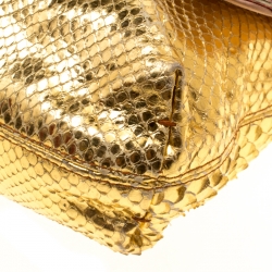 Pre Owned Lanvin Gold/Metallic Red Python Happy Shoulder Bag