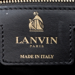 Pre Owned Lanvin Black/Brown Croc Embossed Leather Top Handle Bag