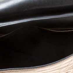 Pre Owned Lanvin Black/Brown Croc Embossed Leather Top Handle Bag