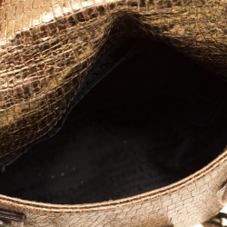 Pre Owned Lanvin Gold Lizard Embossed Leather Mini Happy Crossbody Bag