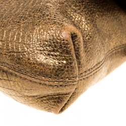 Pre Owned Lanvin Gold Lizard Embossed Leather Mini Happy Crossbody Bag