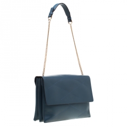 Pre Owned Lanvin Blue Quilted Leather Sugar Shoulder Bag