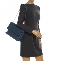 Pre Owned Lanvin Blue Quilted Leather Sugar Shoulder Bag