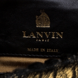 Pre Owned Lanvin Gold/Black Calfhair Mini Happy Crossbody Bag