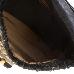 Pre Owned Lanvin Gold/Black Calfhair Mini Happy Crossbody Bag