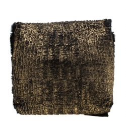 Pre Owned Lanvin Gold/Black Calfhair Mini Happy Crossbody Bag