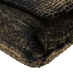 Pre Owned Lanvin Gold/Black Calfhair Mini Happy Crossbody Bag