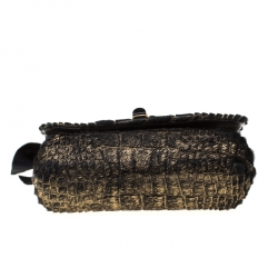 Pre Owned Lanvin Gold/Black Calfhair Mini Happy Crossbody Bag