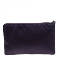 Pre Owned Lanvin Violet Embellished Satin Wristlet Clutch