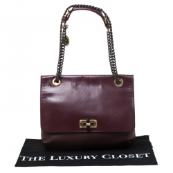 Pre Owned Lanvin Burgundy Leather Happy Shoulder Bag