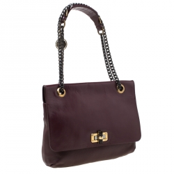 Pre Owned Lanvin Burgundy Leather Happy Shoulder Bag