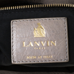 Pre Owned Lanvin Grey Leather Sugar Beads Shoulder Bag