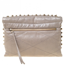 Pre Owned Lanvin Grey Leather Sugar Beads Shoulder Bag
