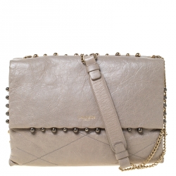 Pre Owned Lanvin Grey Leather Sugar Beads Shoulder Bag
