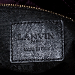 Pre Owned Lanvin Purple Quilted Satin Large Pleated Hobo