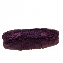 Pre Owned Lanvin Purple Quilted Satin Large Pleated Hobo