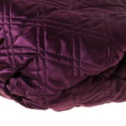 Pre Owned Lanvin Purple Quilted Satin Large Pleated Hobo