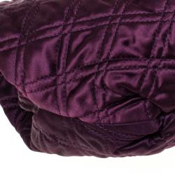 Pre Owned Lanvin Purple Quilted Satin Large Pleated Hobo