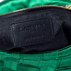 Pre Owned Lanvin Green Woven Satin Happy Flap Shoulder Bag