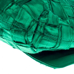 Pre Owned Lanvin Green Woven Satin Happy Flap Shoulder Bag