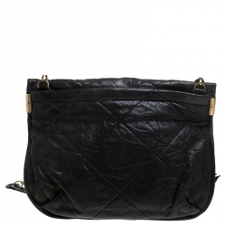 Pre Owned Lanvin Black Lambskin Leather Chain Strap Crossbody Bag