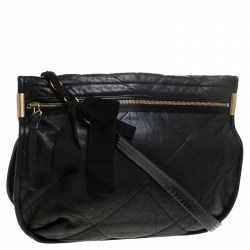 Pre Owned Lanvin Black Lambskin Leather Chain Strap Crossbody Bag