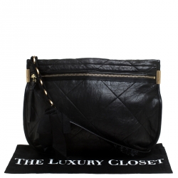 Pre Owned Lanvin Black Lambskin Leather Chain Strap Crossbody Bag