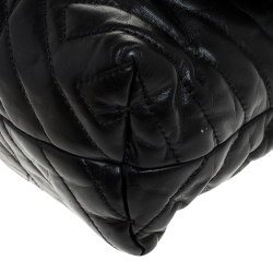 Pre Owned Lanvin Black Quilted Leather Medium Happy Shoulder Bag