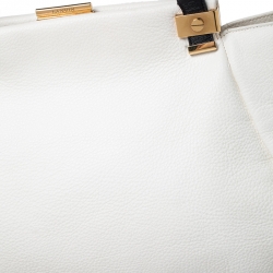 Pre Owned Lanvin White Pebbled Leather Tilogy Tote