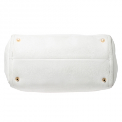 Pre Owned Lanvin White Pebbled Leather Tilogy Tote