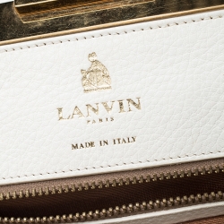 Pre Owned Lanvin White Pebbled Leather Tilogy Tote