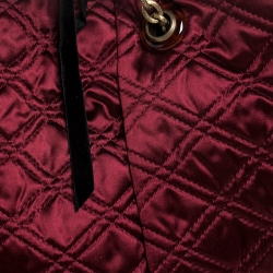 Pre Owned Lanvin Burgundy Quilted Satin Large Pleated Hobo