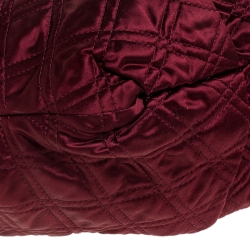 Pre Owned Lanvin Burgundy Quilted Satin Large Pleated Hobo