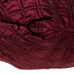 Pre Owned Lanvin Burgundy Quilted Satin Large Pleated Hobo