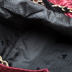 Pre Owned Lanvin Burgundy Quilted Satin Large Pleated Hobo