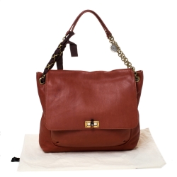 Pre Owned Lanvin Marron Leather Happy Shoulder Bag