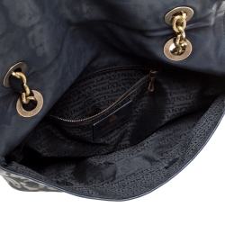 Pre Owned Lanvin Navy Blue Leopard Print Leather Medium Happy Shoulder Bag