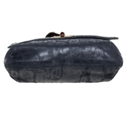 Pre Owned Lanvin Navy Blue Leopard Print Leather Medium Happy Shoulder Bag