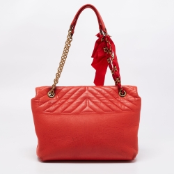 Pre Owned Lanvin Red Quilted Leather Happy Shoulder Bag