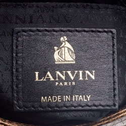 Lanvin Metallic Gold Croc Embossed Leather Flap Shoulder Bag