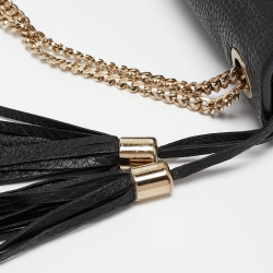 Pre Owned Lanvin Black Leather Sugar Tassel Flap Shoulder Bag