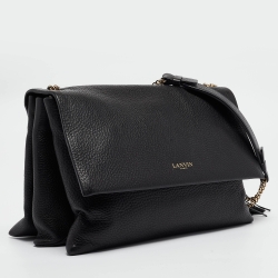 Pre Owned Lanvin Black Leather Sugar Tassel Flap Shoulder Bag