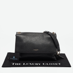 Pre Owned Lanvin Black Leather Sugar Tassel Flap Shoulder Bag