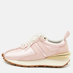 Pre Owned Lanvin Bumper Size 40 Pink Satin and Suede Low Top Sneakers