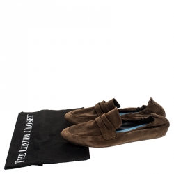 Pre Owned Lanvin Brown Suede Penny Loafers Size 40