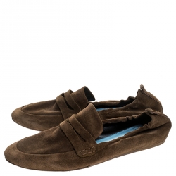 Pre Owned Lanvin Brown Suede Penny Loafers Size 40