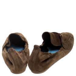 Pre Owned Lanvin Brown Suede Penny Loafers Size 40