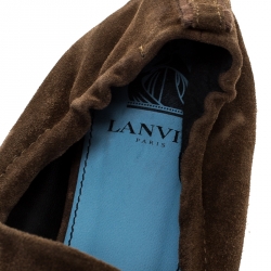 Pre Owned Lanvin Brown Suede Penny Loafers Size 40
